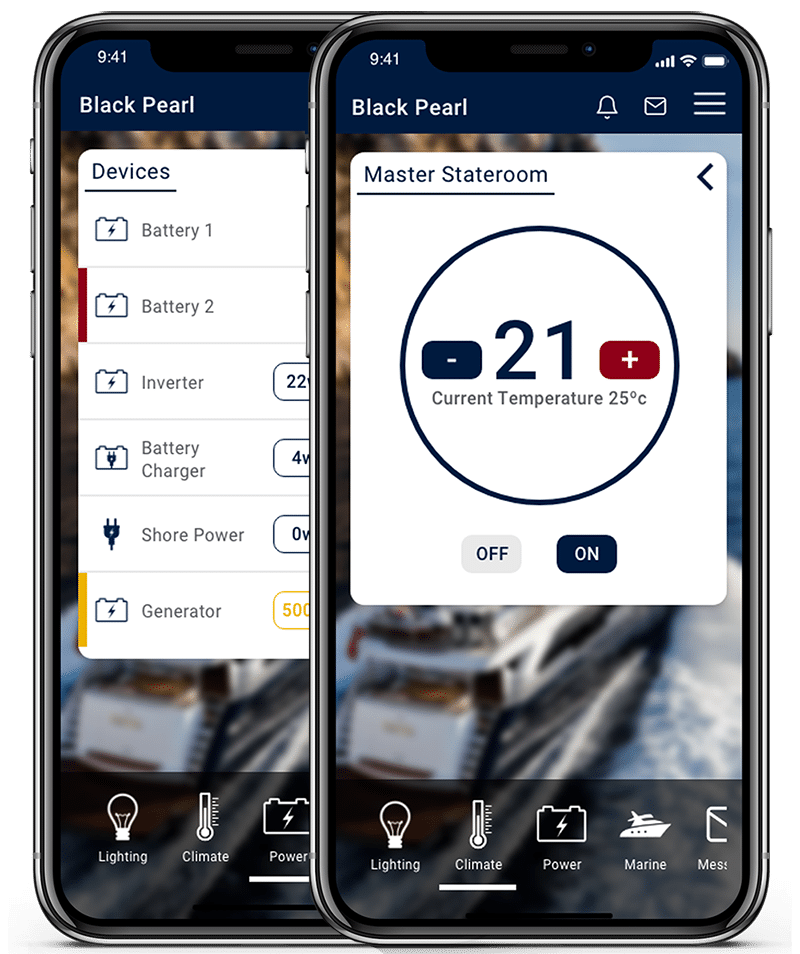 LINK smartphone control interface for power and climate